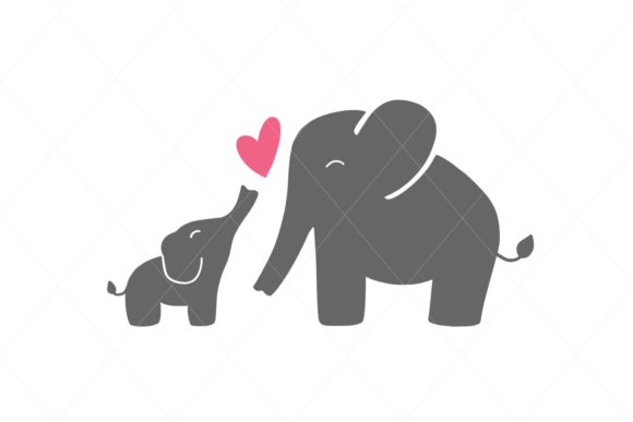 Mom and Baby Elephant Love: Graphics for Crafts & Brands